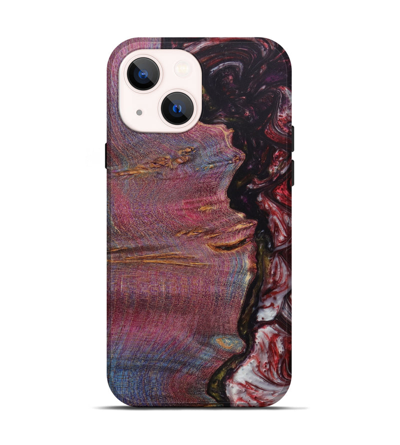 iPhone 14 Wood+Resin Live Edge Phone Case - Roselyn (Red, 623222)