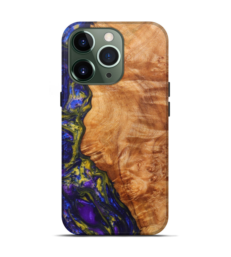 iPhone 13 Pro Wood+Resin Live Edge Phone Case - Franki (Dark Blue, 606501)