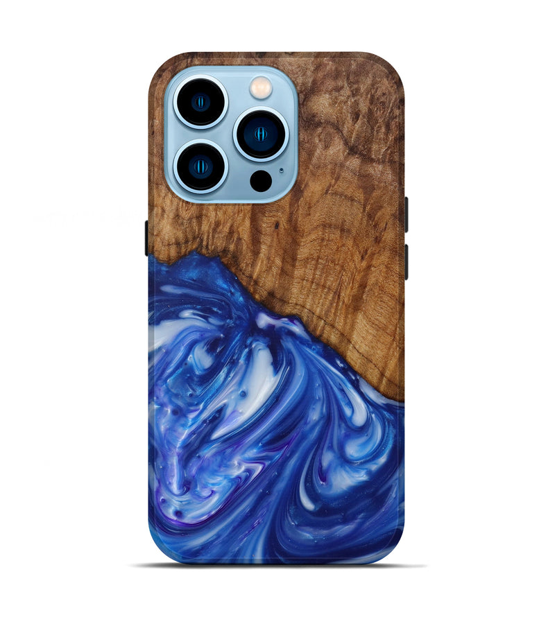 iPhone 14 Pro Wood+Resin Live Edge Phone Case - Tinley (Blue, 619498)