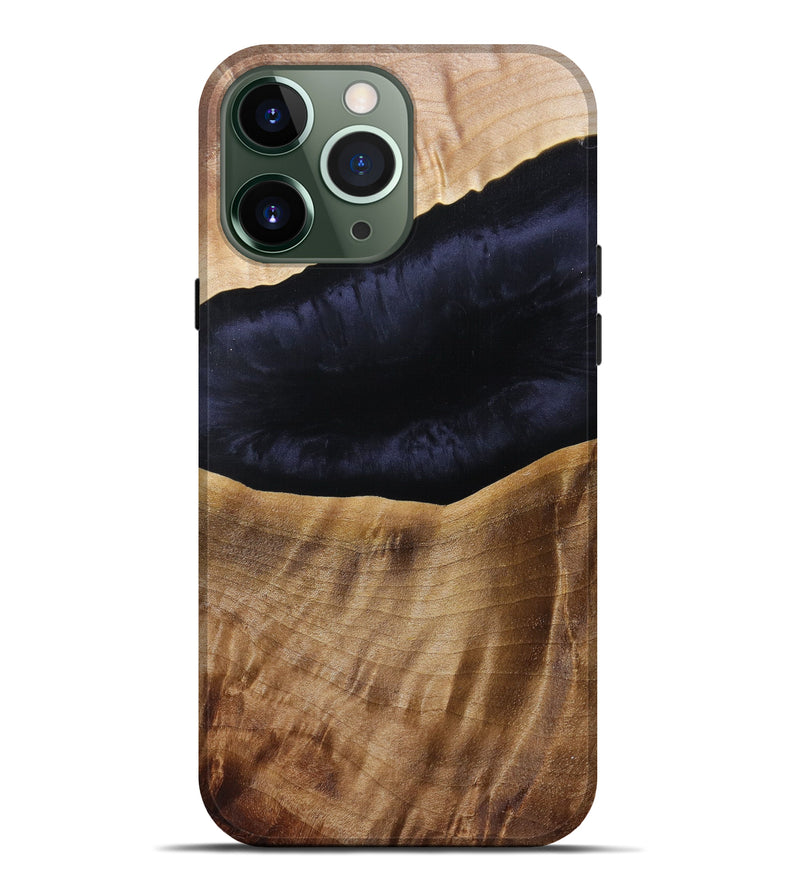 iPhone 13 Pro Max Wood+Resin Live Edge Phone Case - Peyton (Pure Black, 614561)