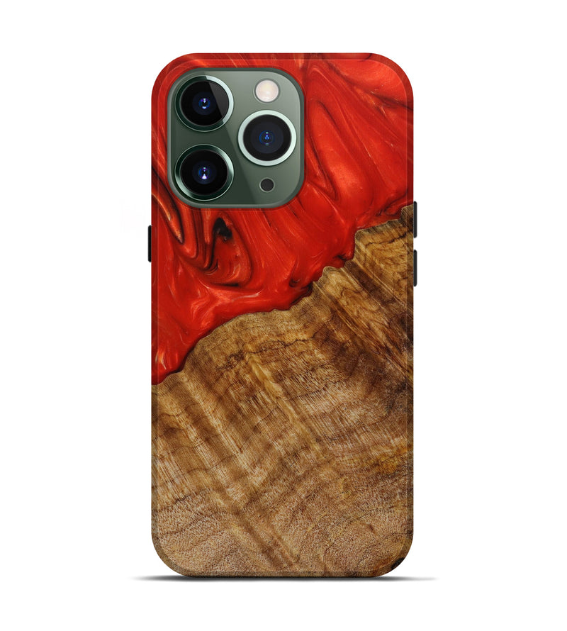 iPhone 13 Pro Wood+Resin Live Edge Phone Case - Marcella (Red, 642471)