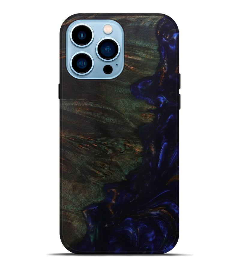 iPhone 14 Pro Max Wood+Resin Live Edge Phone Case - JulieAnne (Dark Blue, 586271)