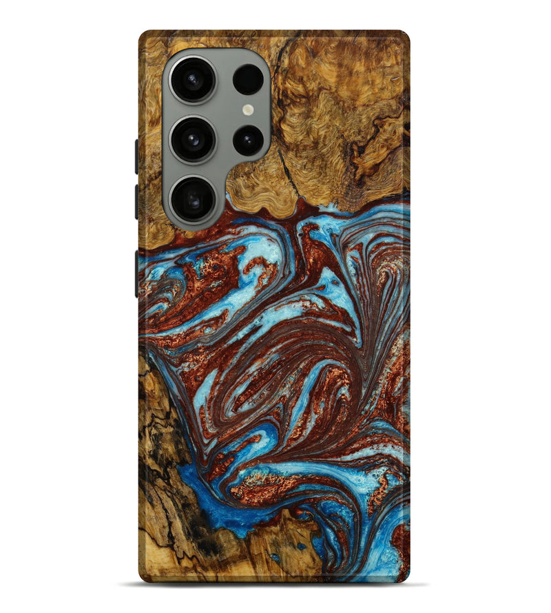 Galaxy S23 Ultra Wood+Resin Live Edge Phone Case - Cohen (Teal & Gold, 648560)