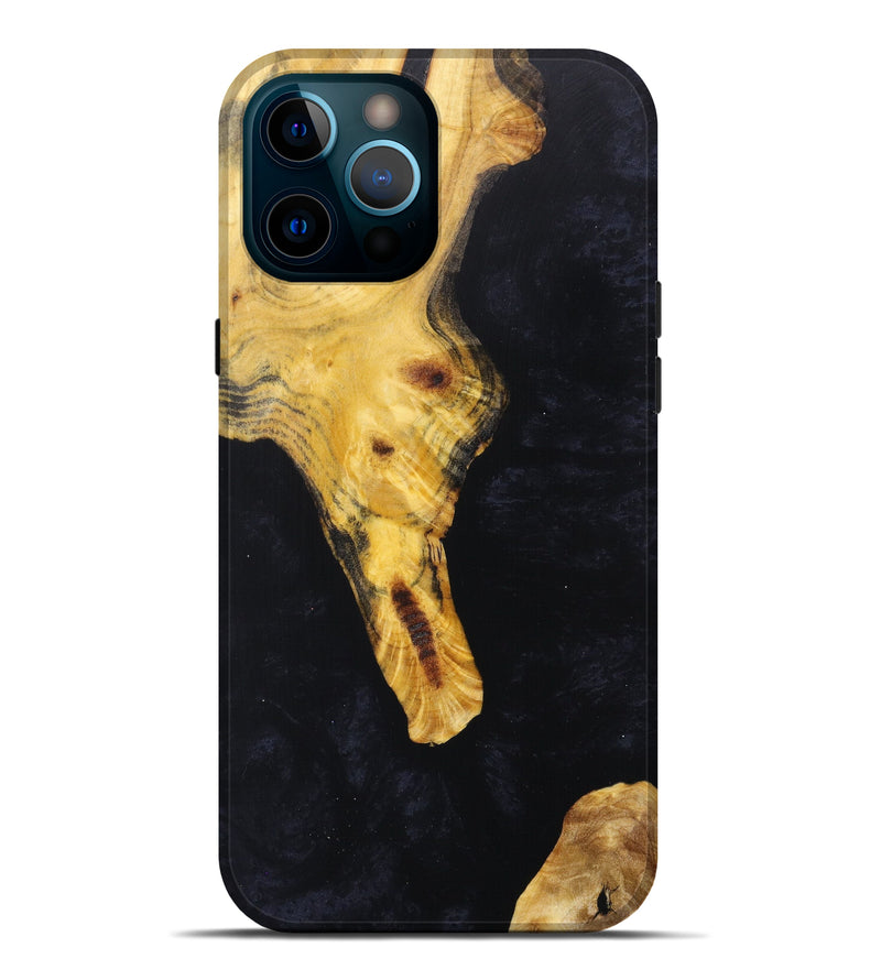 iPhone 12 Pro Max Wood+Resin Live Edge Phone Case - Nickolas (Black & White, 627403)