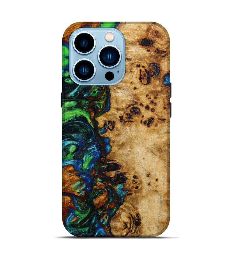iPhone 14 Pro Wood+Resin Live Edge Phone Case - Jordyn (Blue, 643186)