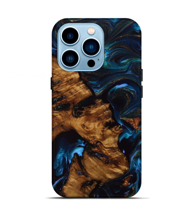 iPhone 14 Pro Wood+Resin Live Edge Phone Case - Brenda (Black & White, 645641)