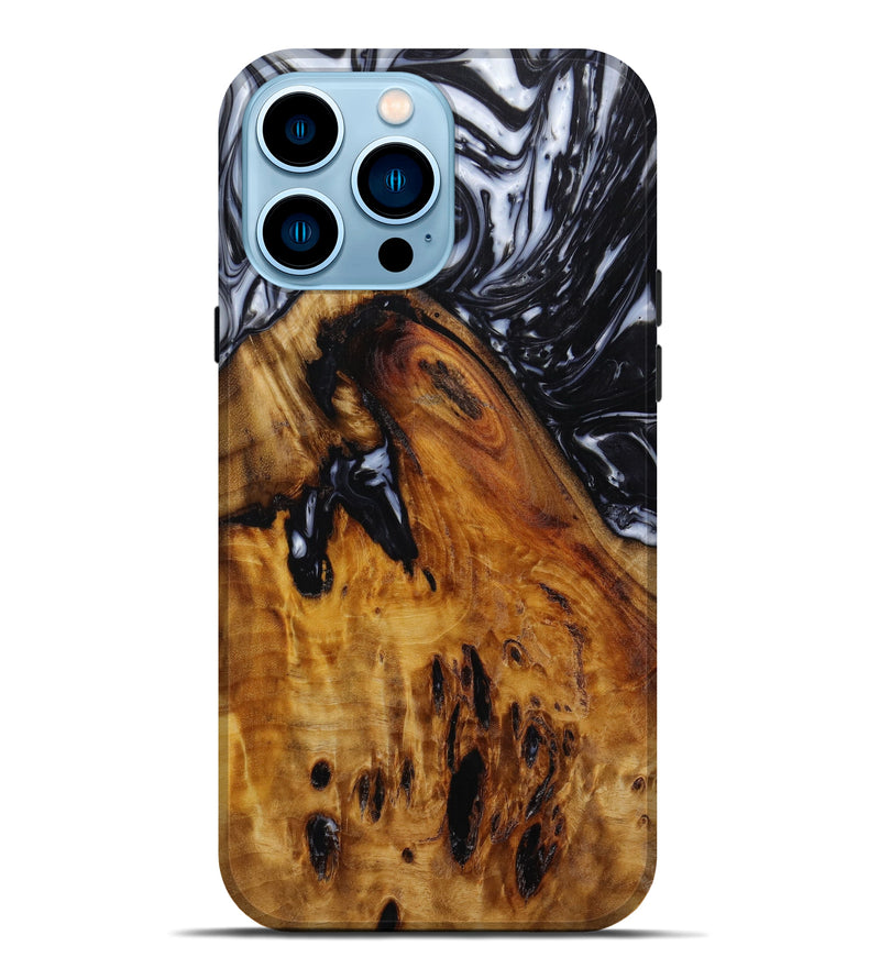 iPhone 14 Pro Max Wood+Resin Live Edge Phone Case - Terrance (Black & White, 642858)