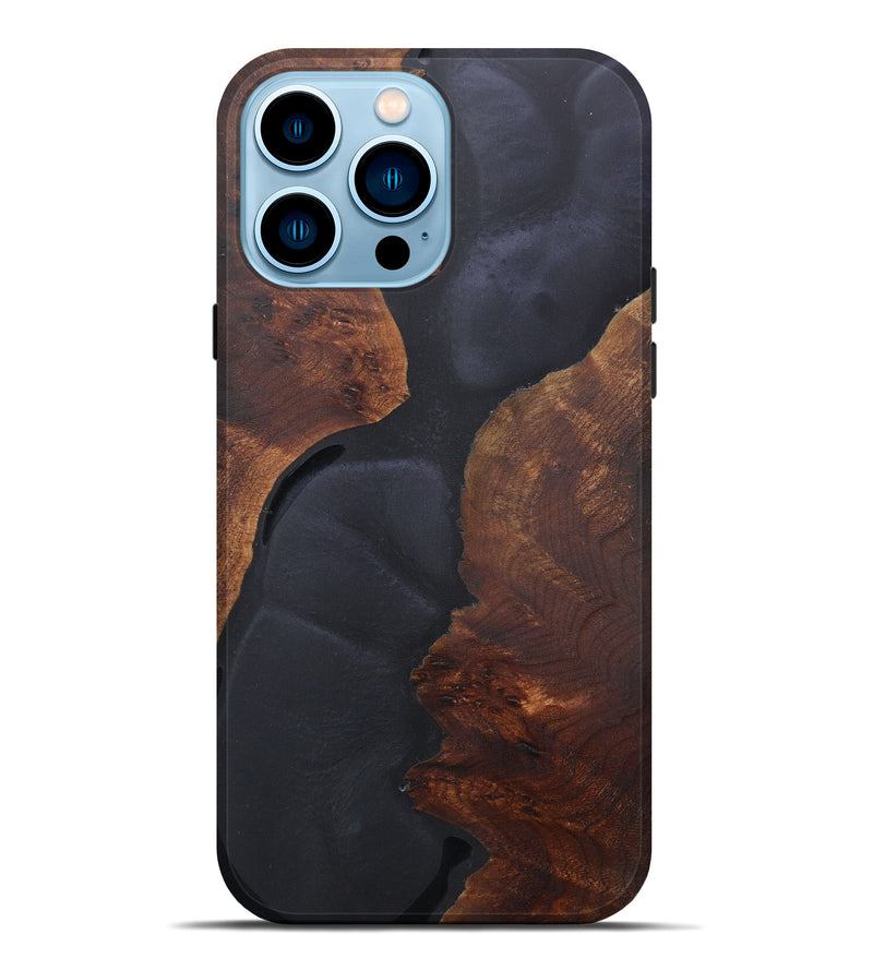 iPhone 14 Pro Max Wood+Resin Live Edge Phone Case - Virgil (Pure Black, 595472)