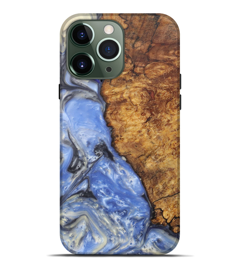 iPhone 13 Pro Max Wood+Resin Live Edge Phone Case - Atsushi (Light Blue, 602464)