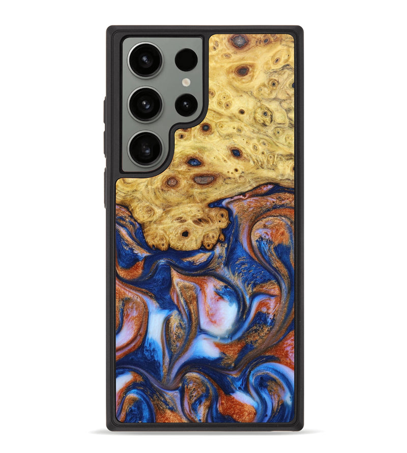 Galaxy S23 Ultra Wood+Resin Phone Case - Freya (Teal & Gold, 638866)