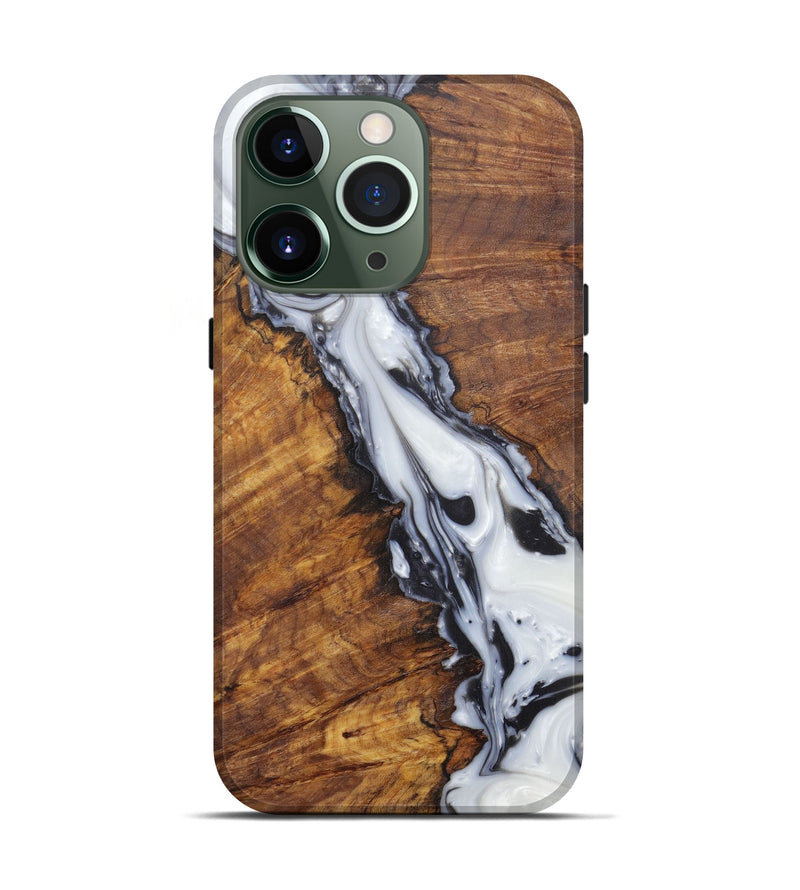 iPhone 13 Pro Wood+Resin Live Edge Phone Case - Lars (Black & White, 574872)