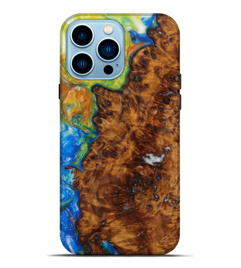 iPhone 14 Pro Max Wood+Resin Live Edge Phone Case - Aedan (Blue, 622962)