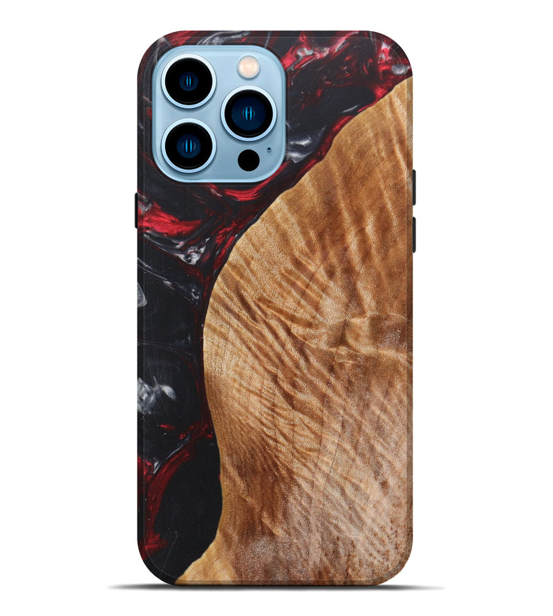 iPhone 14 Pro Max Wood+Resin Live Edge Phone Case - Brycen (Red, 623548)