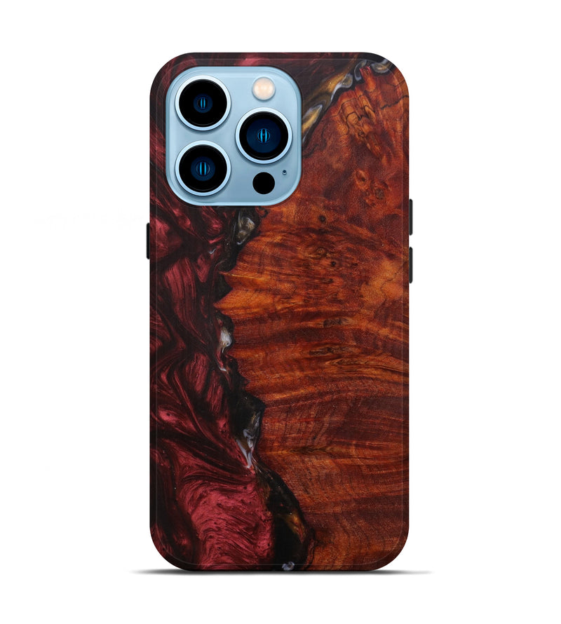 iPhone 14 Pro Wood+Resin Live Edge Phone Case - Cathal (Dark Red, 585168)