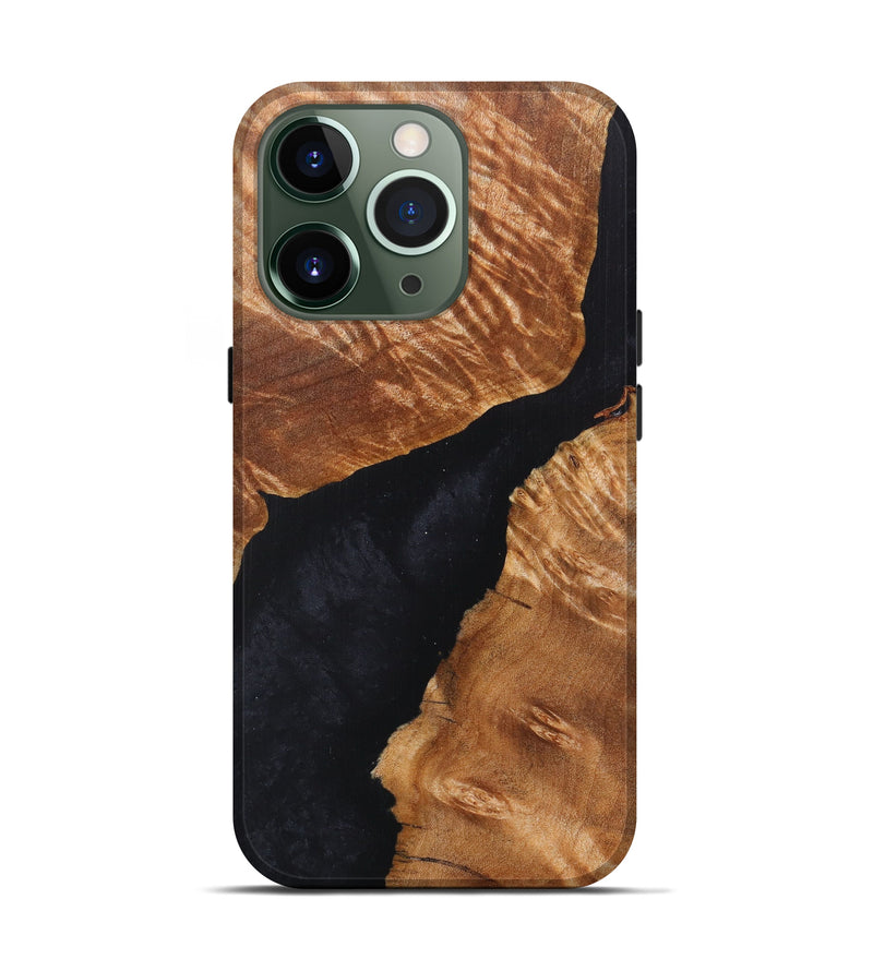 iPhone 13 Pro Wood+Resin Live Edge Phone Case - Cleveland (Black & White, 626869)