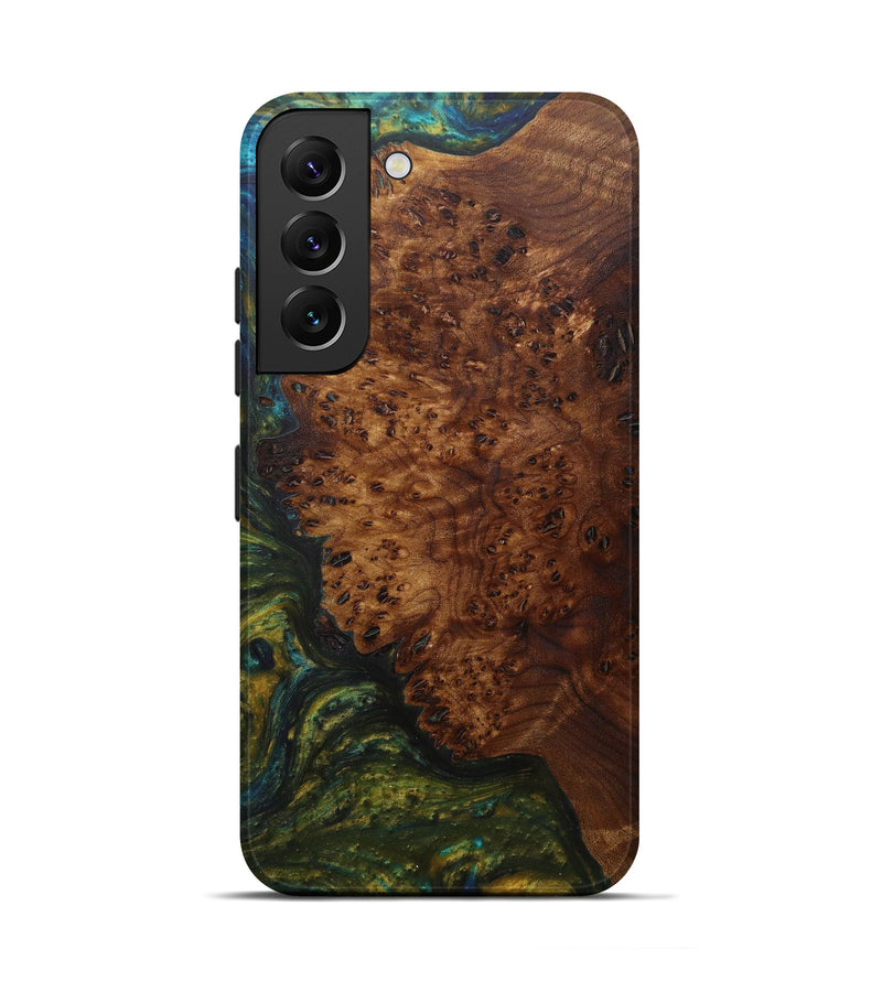 Galaxy S22 Wood+Resin Live Edge Phone Case - Markus (Teal & Gold, 594789)