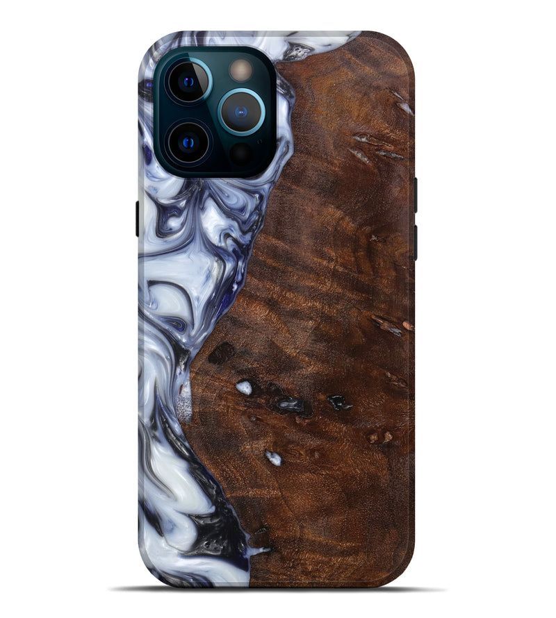 iPhone 12 Pro Max Wood+Resin Live Edge Phone Case - Ahmir (Black & White, 627400)