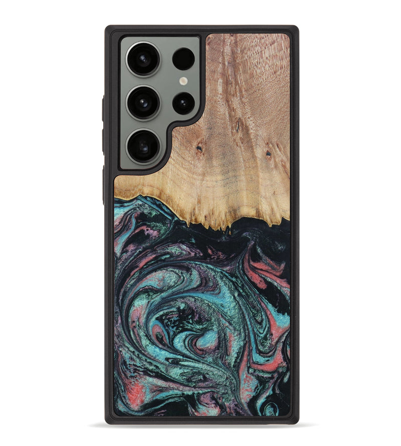Galaxy S23 Ultra Wood+Resin Phone Case - Teagan (Green, 621017)