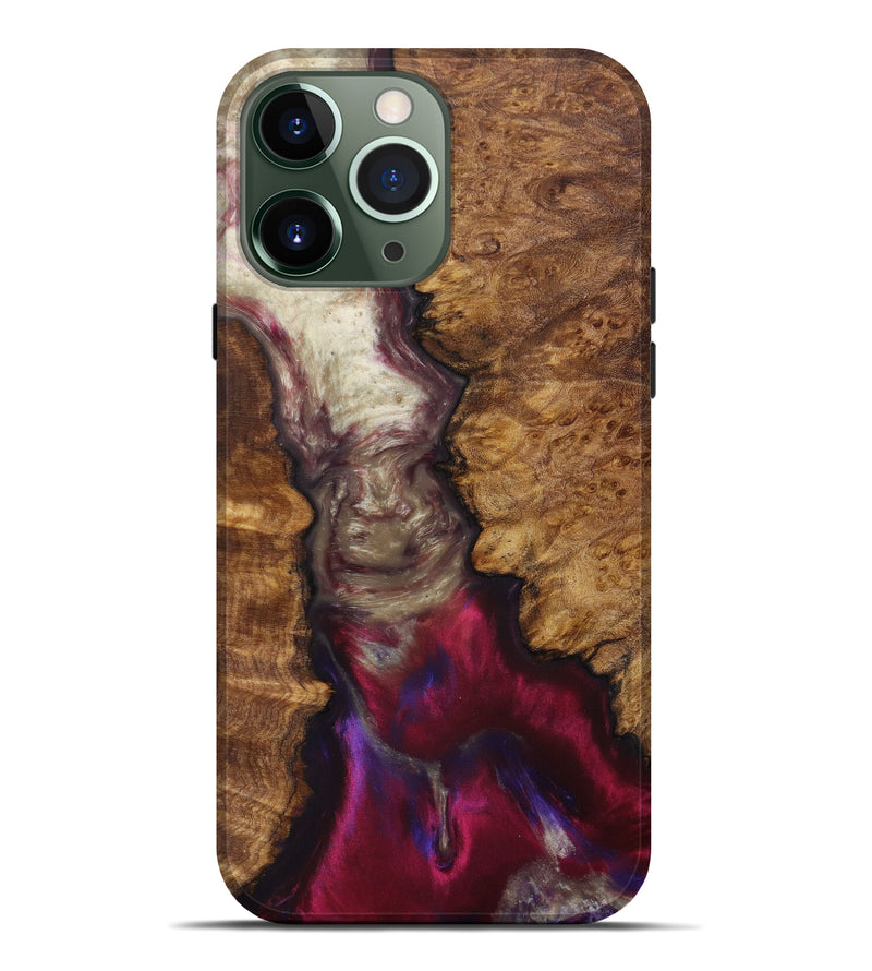 iPhone 13 Pro Max Wood+Resin Live Edge Phone Case - Margie (Dark Red, 604562)