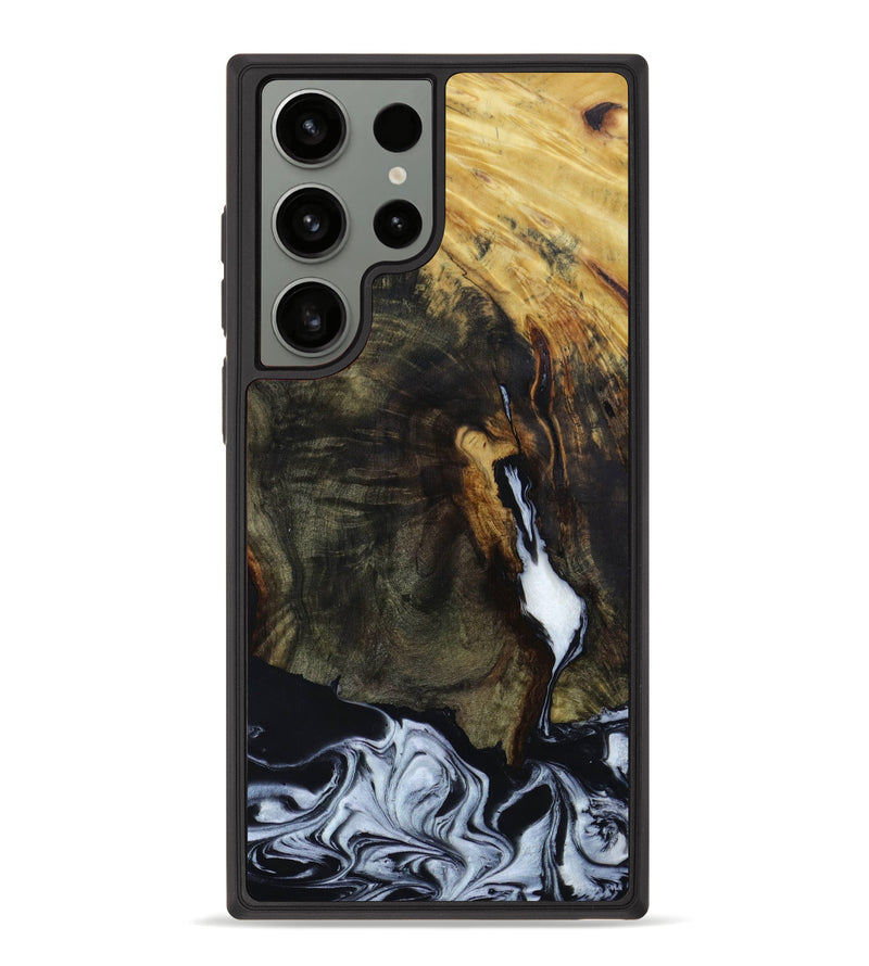 Galaxy S23 Ultra Wood+Resin Phone Case - Lyla (Black & White, 647858)