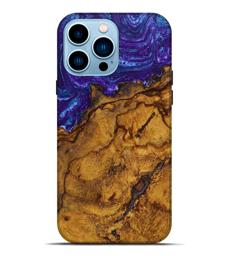 iPhone 14 Pro Max Wood+Resin Live Edge Phone Case - Braden (Purple, 641927)