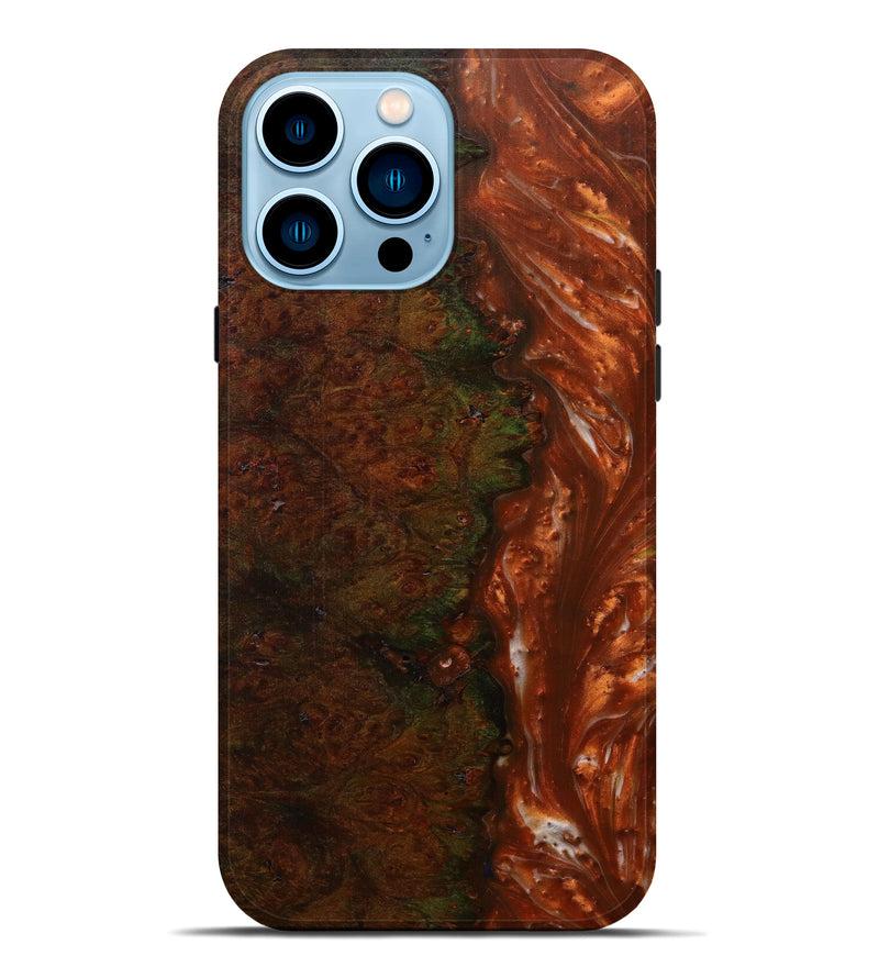 iPhone 14 Pro Max Wood+Resin Live Edge Phone Case - Ammamaria (Dark Red, 588737)