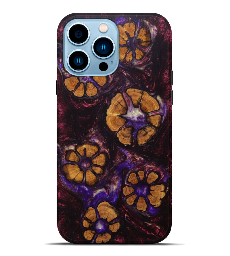 iPhone 14 Pro Max Wood+Resin Live Edge Phone Case - Camellia (Purple, 600516)