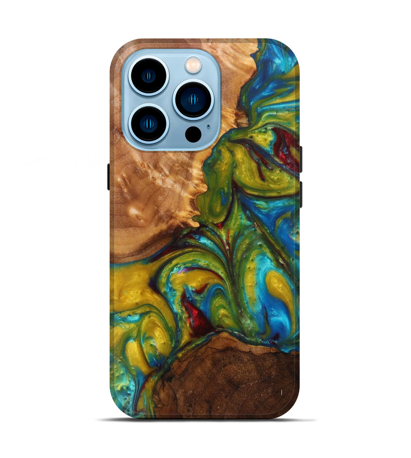 iPhone 14 Pro Wood+Resin Live Edge Phone Case - Juana (Light Blue, 611137)
