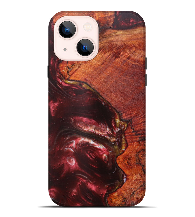 iPhone 14 Plus Wood+Resin Live Edge Phone Case - Ovila (Dark Red, 607175)