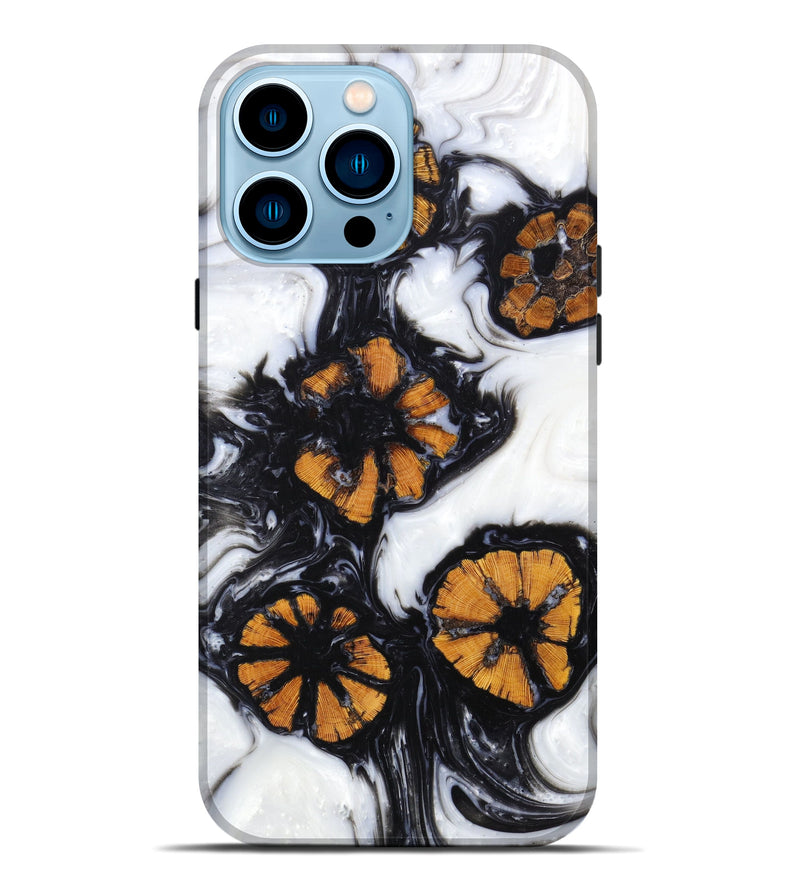 iPhone 14 Pro Max Wood+Resin Live Edge Phone Case - Triston (Black & White, 627406)