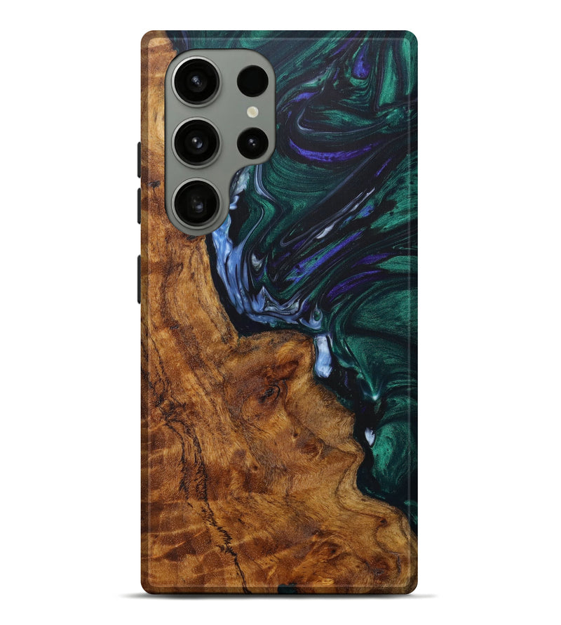 Galaxy S23 Ultra Wood+Resin Live Edge Phone Case - Mandy (Green, 628014)