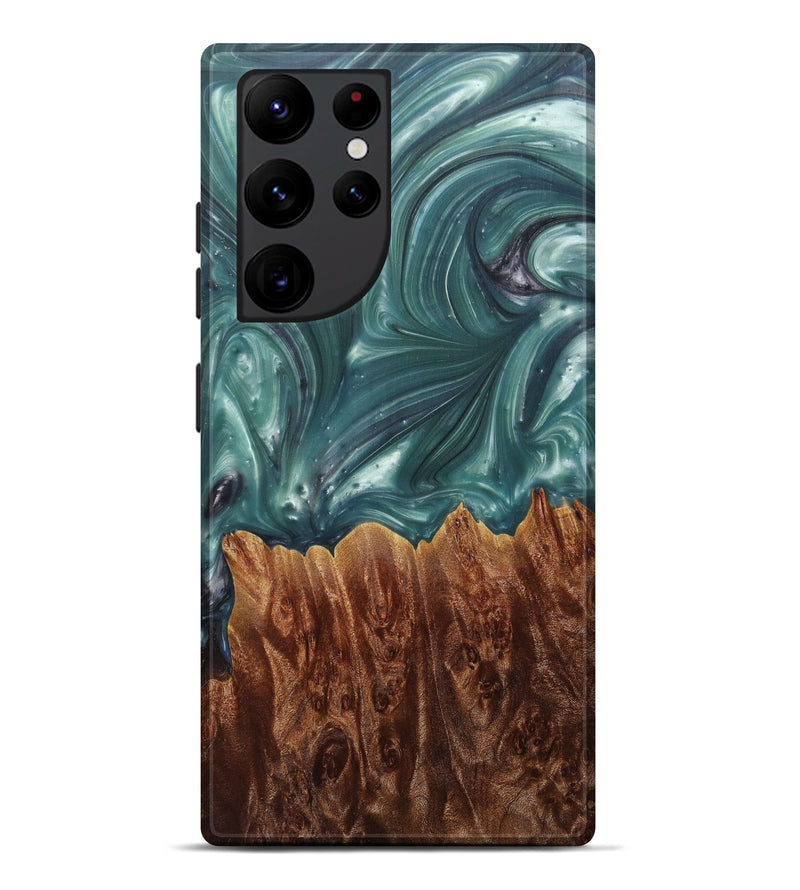 Galaxy S22 Ultra Wood+Resin Live Edge Phone Case - Idalina (Dark Green, 596655)