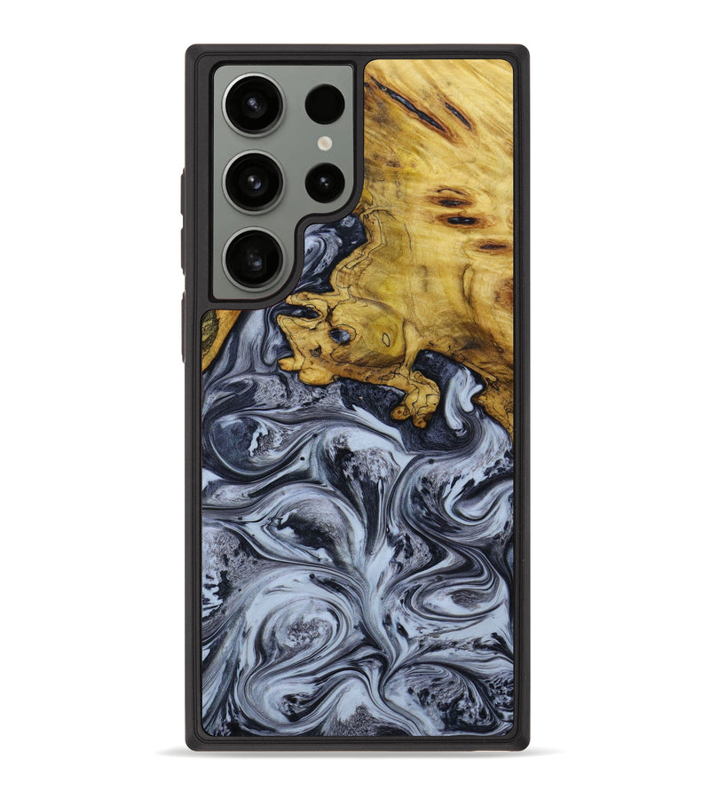 Galaxy S23 Ultra Wood+Resin Phone Case - Winston (Black & White, 647104)
