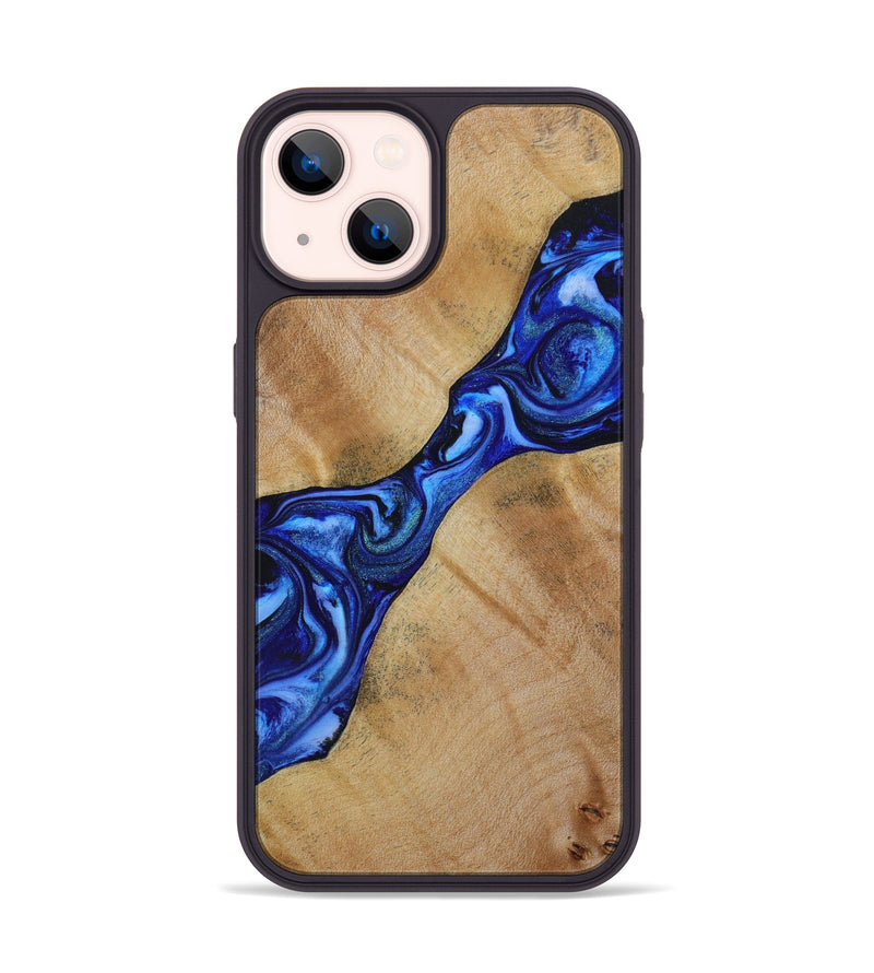 iPhone 14 Wood+Resin Phone Case - Allen (Blue, 648672)