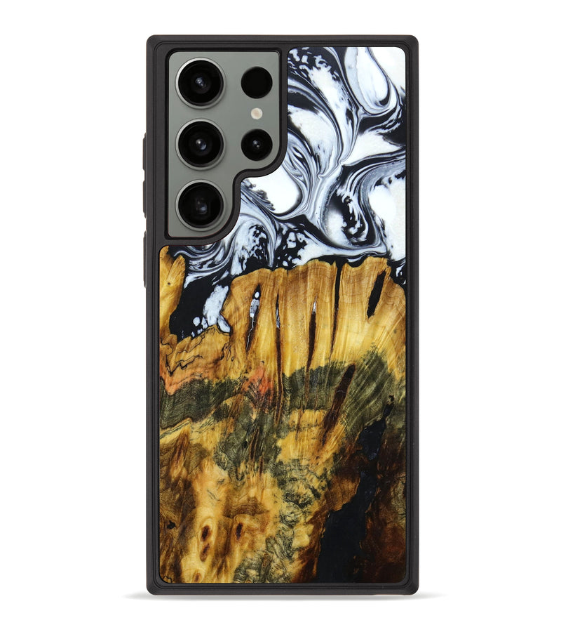 Galaxy S23 Ultra Wood+Resin Phone Case - Nicolas (Black & White, 639377)