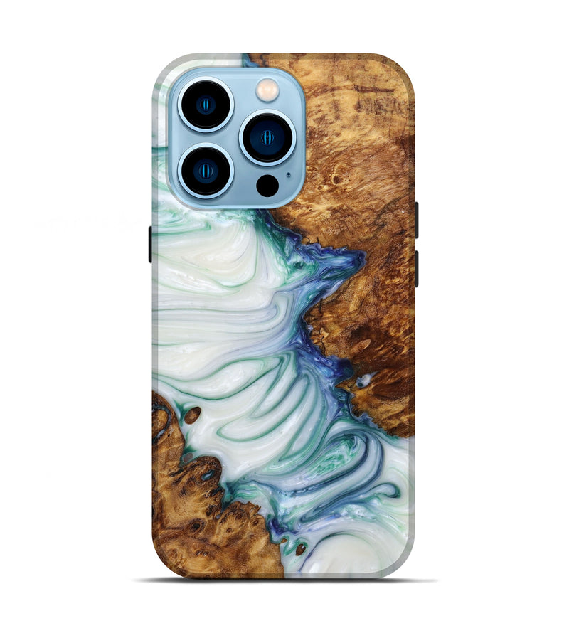 iPhone 14 Pro Wood+Resin Live Edge Phone Case - Koda (Dark Green, 613952)