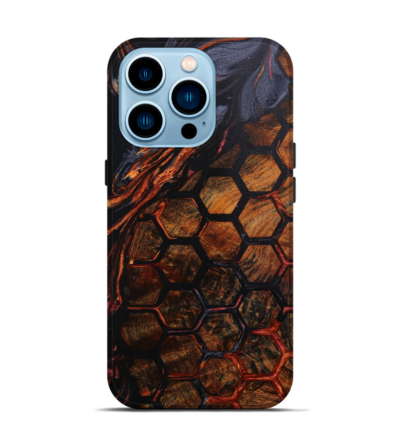 iPhone 14 Pro Wood+Resin Live Edge Phone Case - Teagan (Red, 645062)