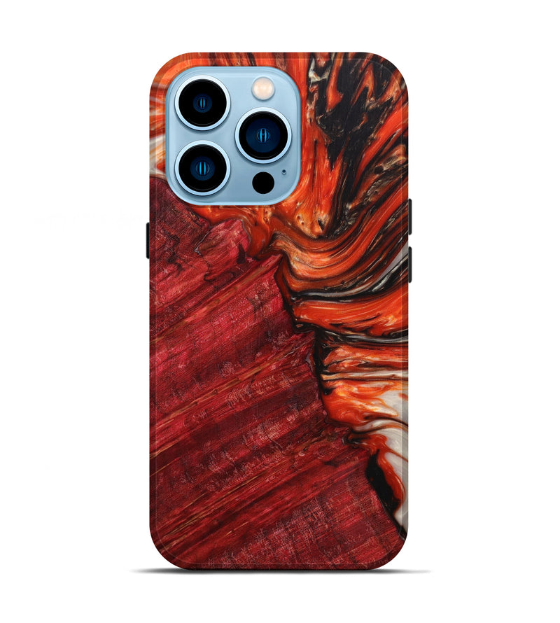 iPhone 14 Pro Wood+Resin Live Edge Phone Case - Caiden (Red, 641135)