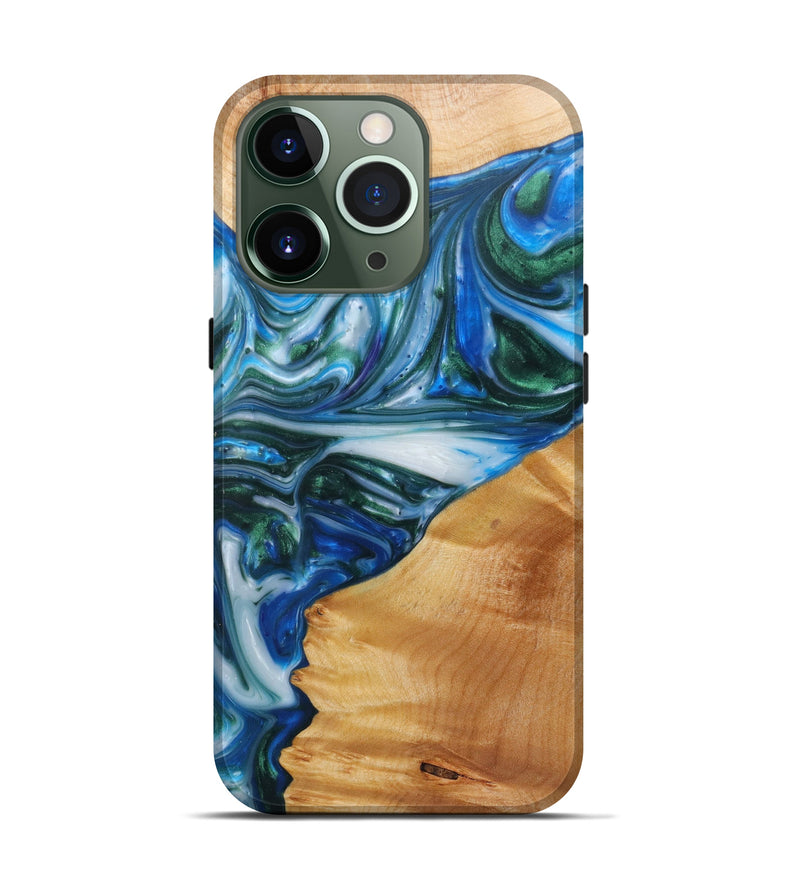 iPhone 13 Pro Wood+Resin Live Edge Phone Case - Christer (Light Blue, 586735)