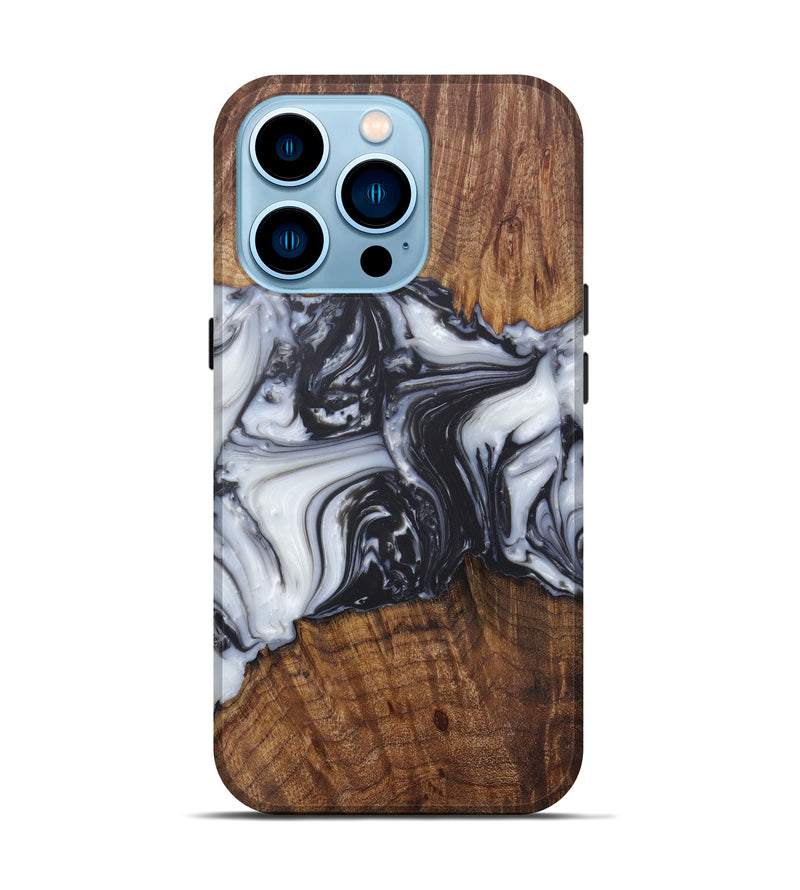 iPhone 14 Pro Wood+Resin Live Edge Phone Case - Tarra (Black & White, 602502)