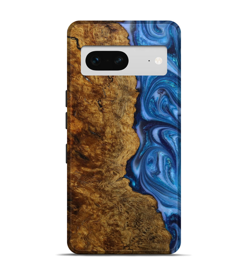 Pixel 7 Wood+Resin Live Edge Phone Case - Pat (Blue, 647818)