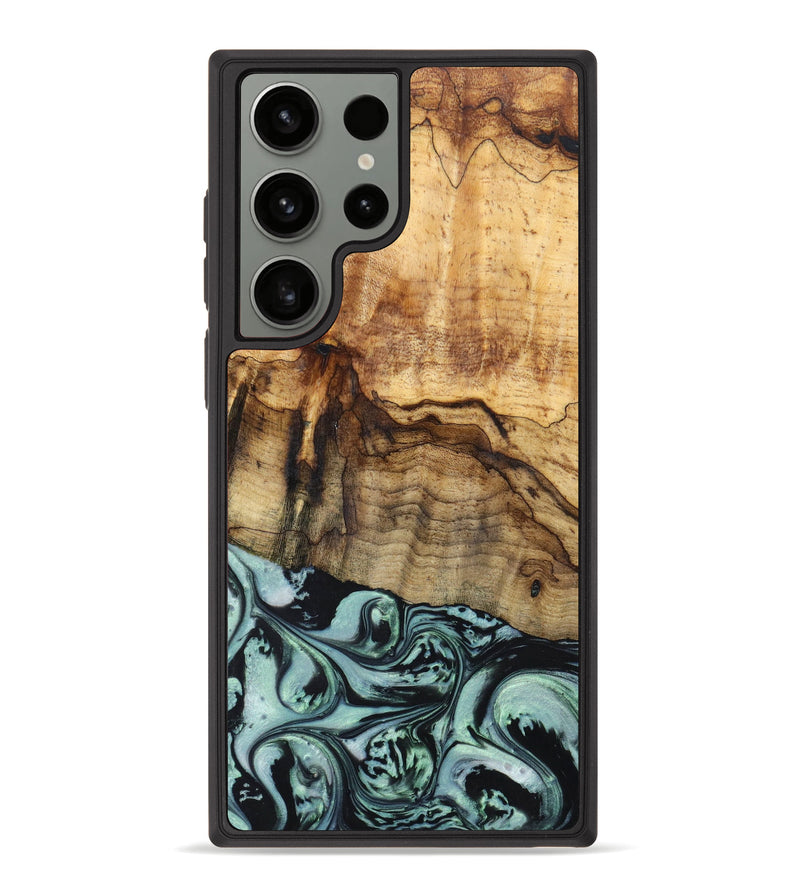 Galaxy S23 Ultra Wood+Resin Phone Case - Latoya (Green, 639569)