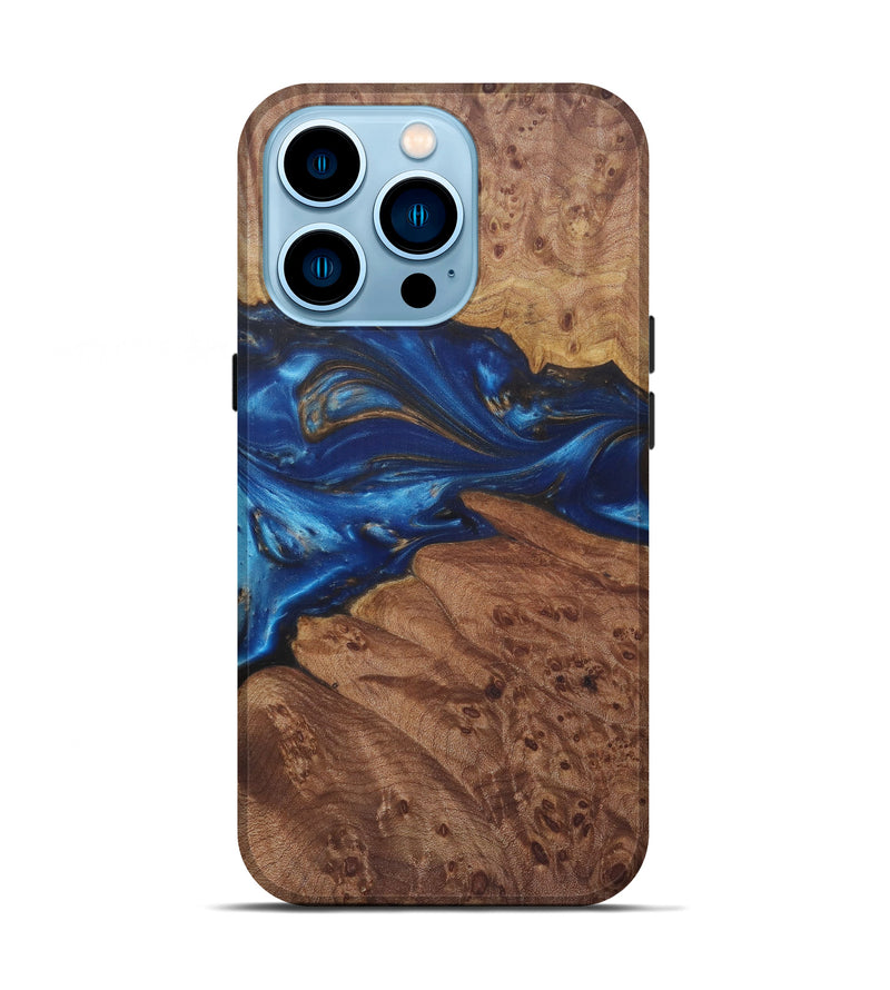 iPhone 14 Pro Wood+Resin Live Edge Phone Case - Aurelie (Dark Blue, 581687)
