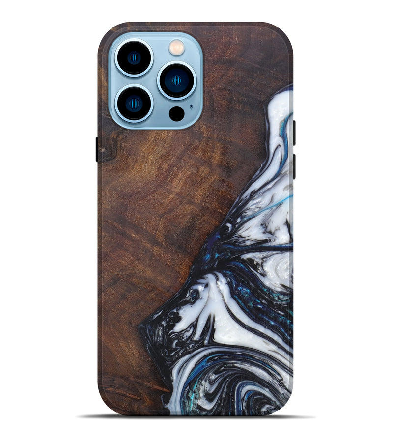 iPhone 14 Pro Max Wood+Resin Live Edge Phone Case - Laken (Black & White, 611073)