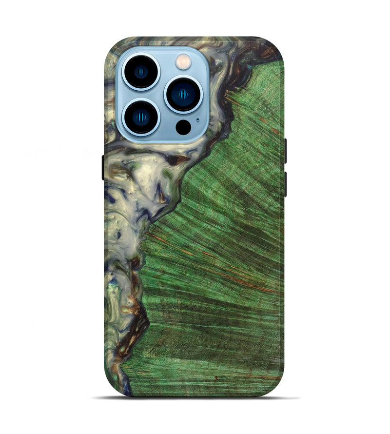 iPhone 14 Pro Wood+Resin Live Edge Phone Case - Jordon (Dark Green, 615837)