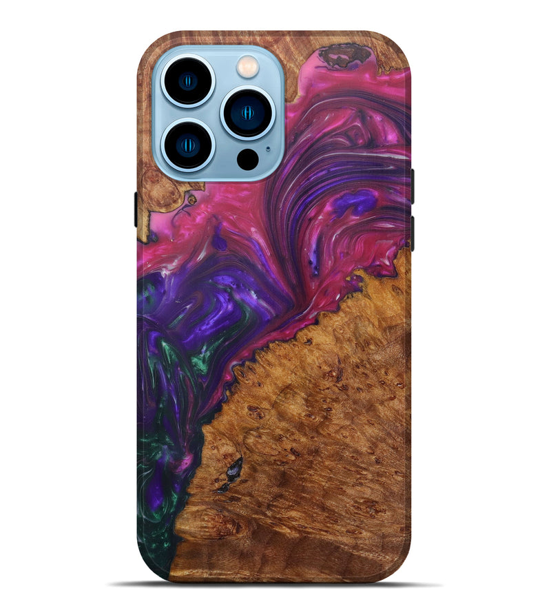iPhone 14 Pro Max Wood+Resin Live Edge Phone Case - Niki (Purple, 599127)