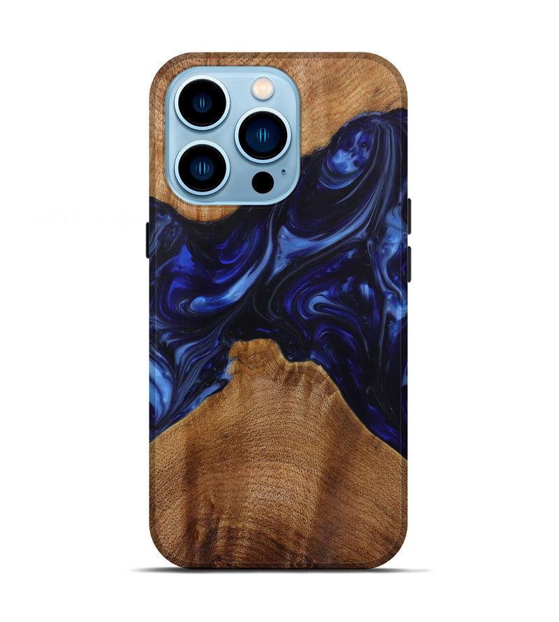 iPhone 14 Pro Wood+Resin Live Edge Phone Case - Freddie (Blue, 619483)