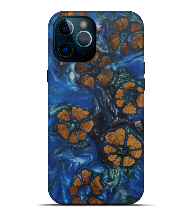 iPhone 12 Pro Max Wood+Resin Live Edge Phone Case - Nettie (Light Blue, 580083)