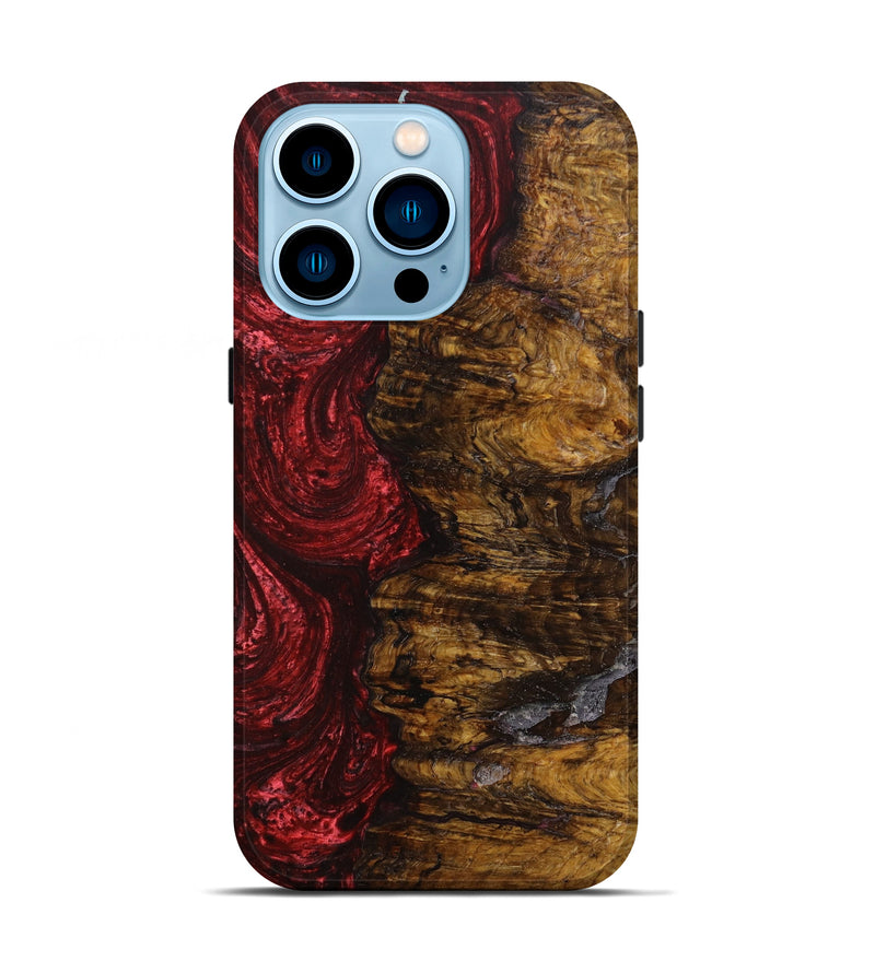 iPhone 14 Pro Wood+Resin Live Edge Phone Case - Darren (Red, 641140)