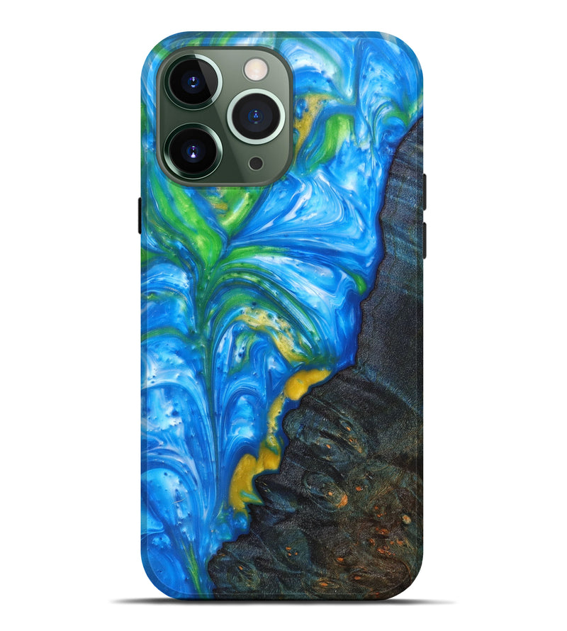 iPhone 13 Pro Max Wood+Resin Live Edge Phone Case - Brad (Blue, 626871)